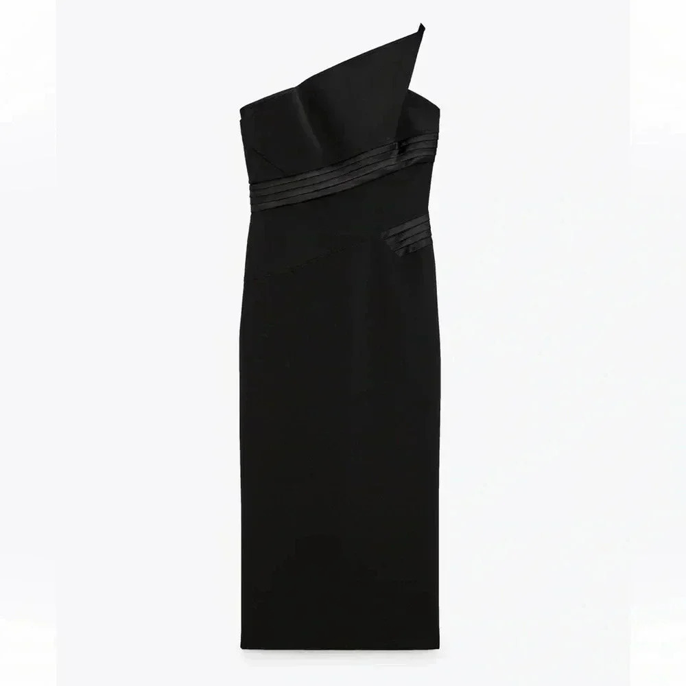 NWT • Zara LIMITED edition wool blend midi dress black Small